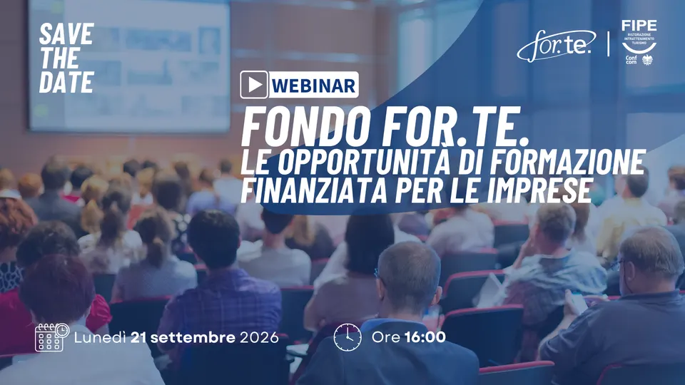 FIPE, webinar sulla formazione finanziata del Fondo For.Te. per bar e ristoranti