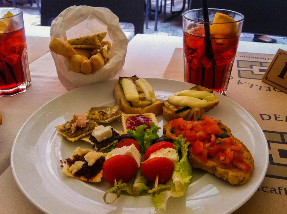 Italian Aperitivo culture getting warmed up for dinner